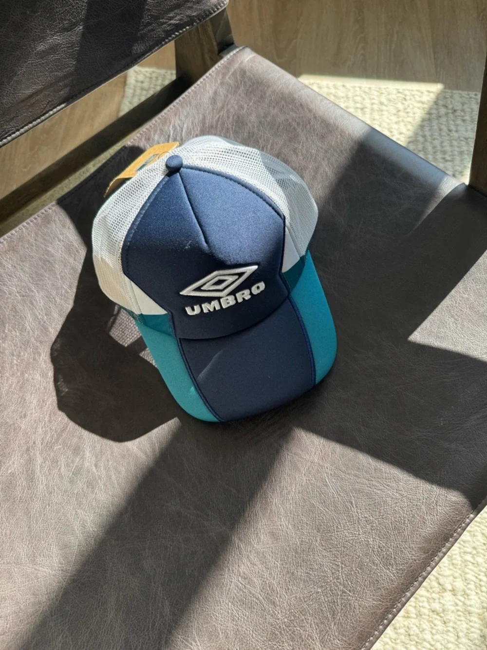 Umbro Foam Trucker Hat Navy Teal White Logo Snapback Adjustable NWT
